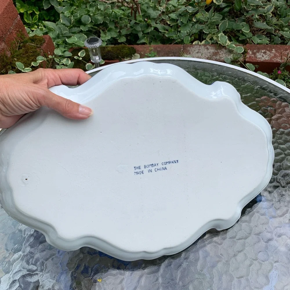 Vintage Bombay Blue and White Floral Ceramic Tray